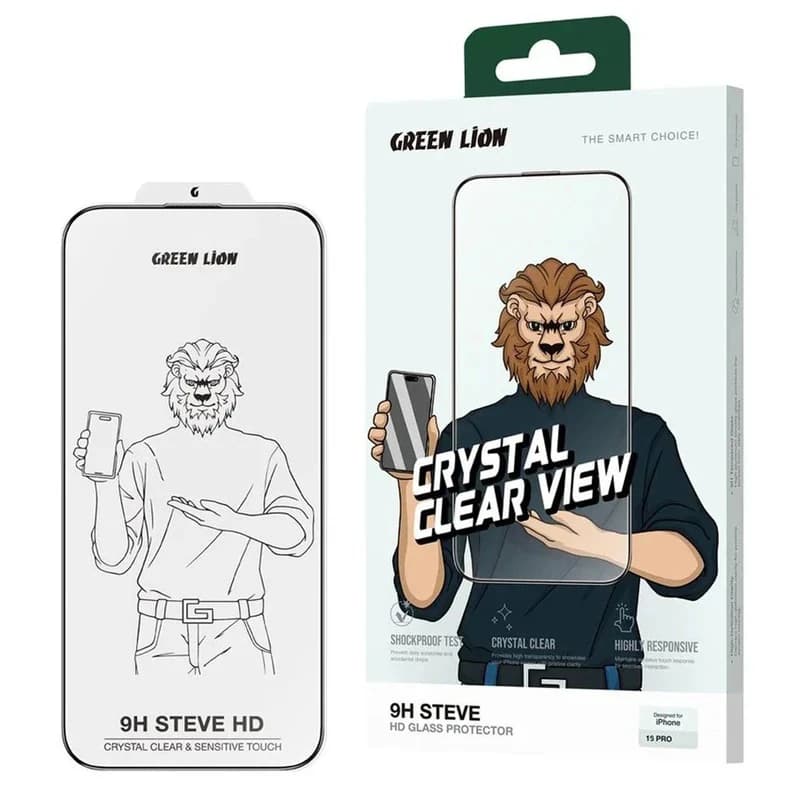 محافظ صفحه شفاف گرین‌لاین مدل Steve برای آیفون 15 پرو