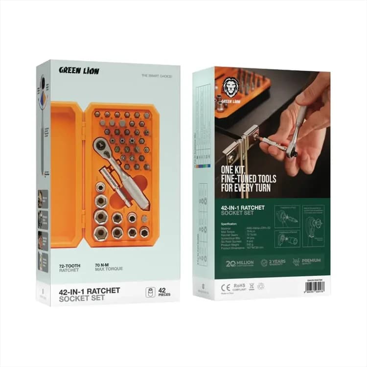 ست آچار بوکس جغجغه‌ای 42 تکه گرین لاین | Green Lion Ratchet Socket Set