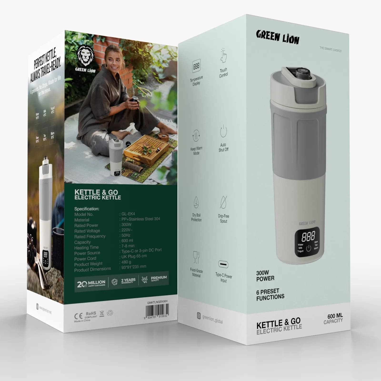 کتری برقی 600 میلی‌لیتری مدل Kettle & Go سفید برند گرین لاین — تصویر ۵
