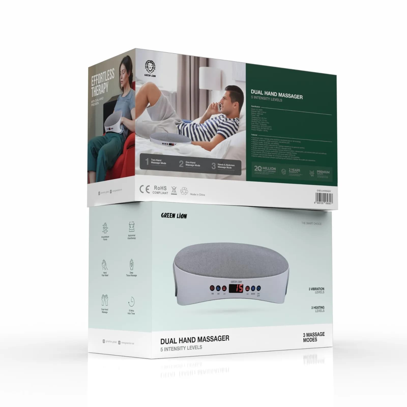 ماساژور دست دوگانه گرین لاین مدل GL-HM01 با ۵ سطح شدت — تصویر ۲