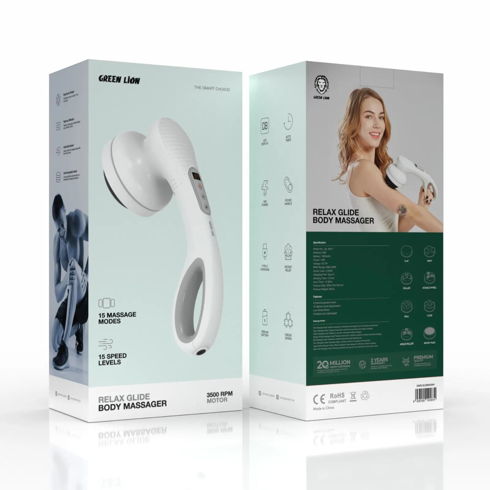 ماساژور بدن پرتابل مدل Relax Glide گرین لاین — تصویر ۲