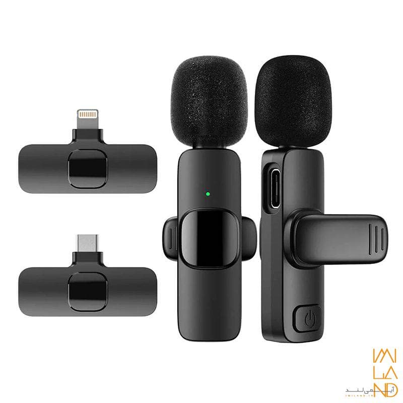 میکروفن یقه ای بی سیم مدل k9 Dual — تصویر ۴