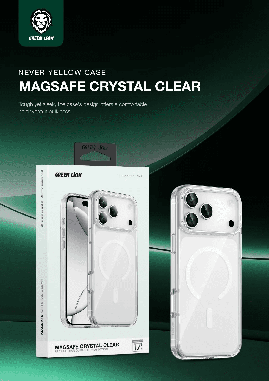 محافظ گوشی شفاف آیفون 17 پرو مکس مدل MagSafe Crystal Clear گرین لاین — تصویر ۵