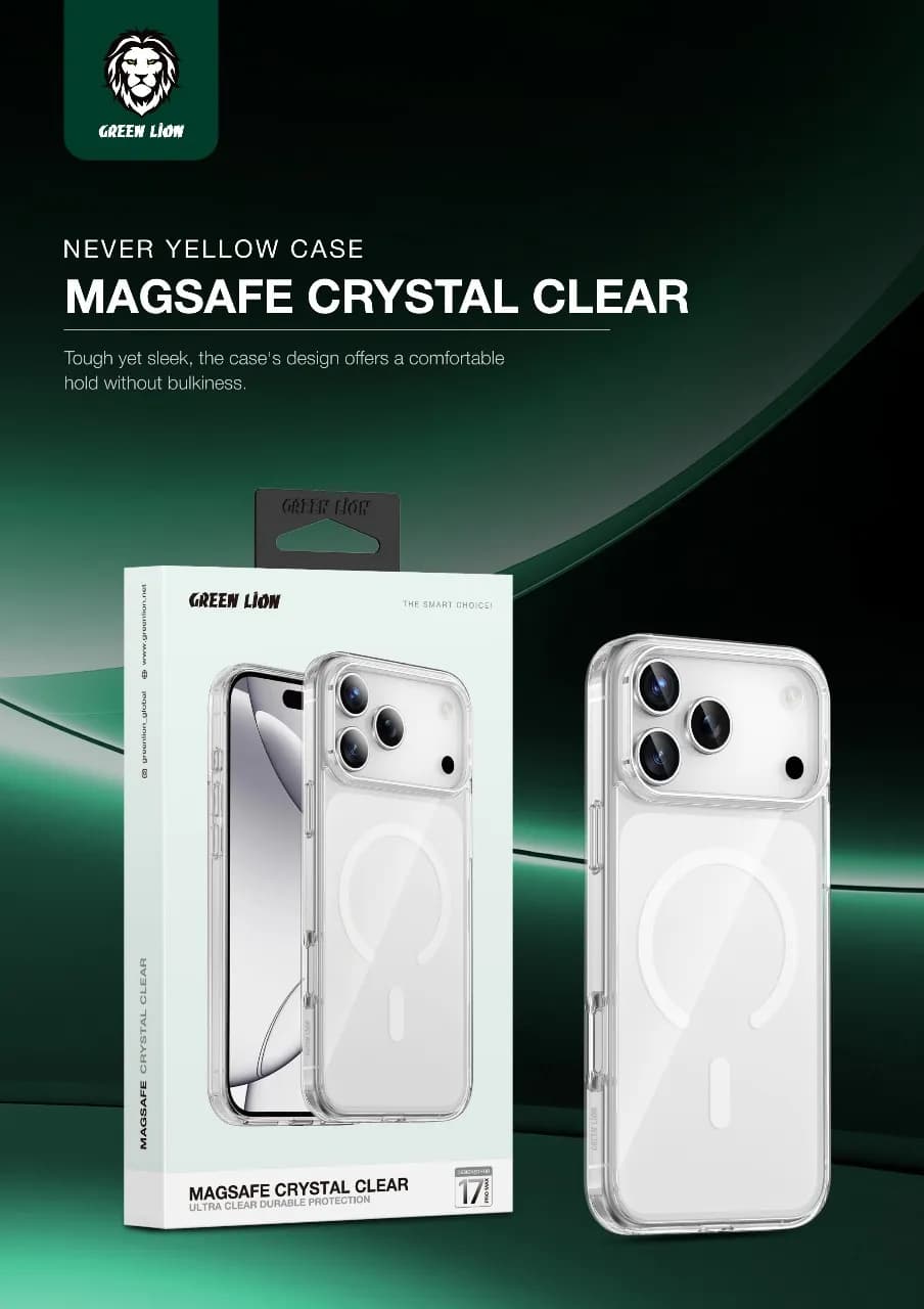 قاب شفاف مگ‌سیف آیفون 17 پرو مدل Crystal Clear گرین لاین — تصویر ۲