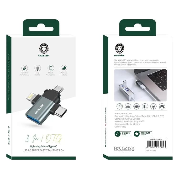 مبدل ۳ به ۱ OTG مدل Lightning Micro Type-C گرین لاین — تصویر ۳
