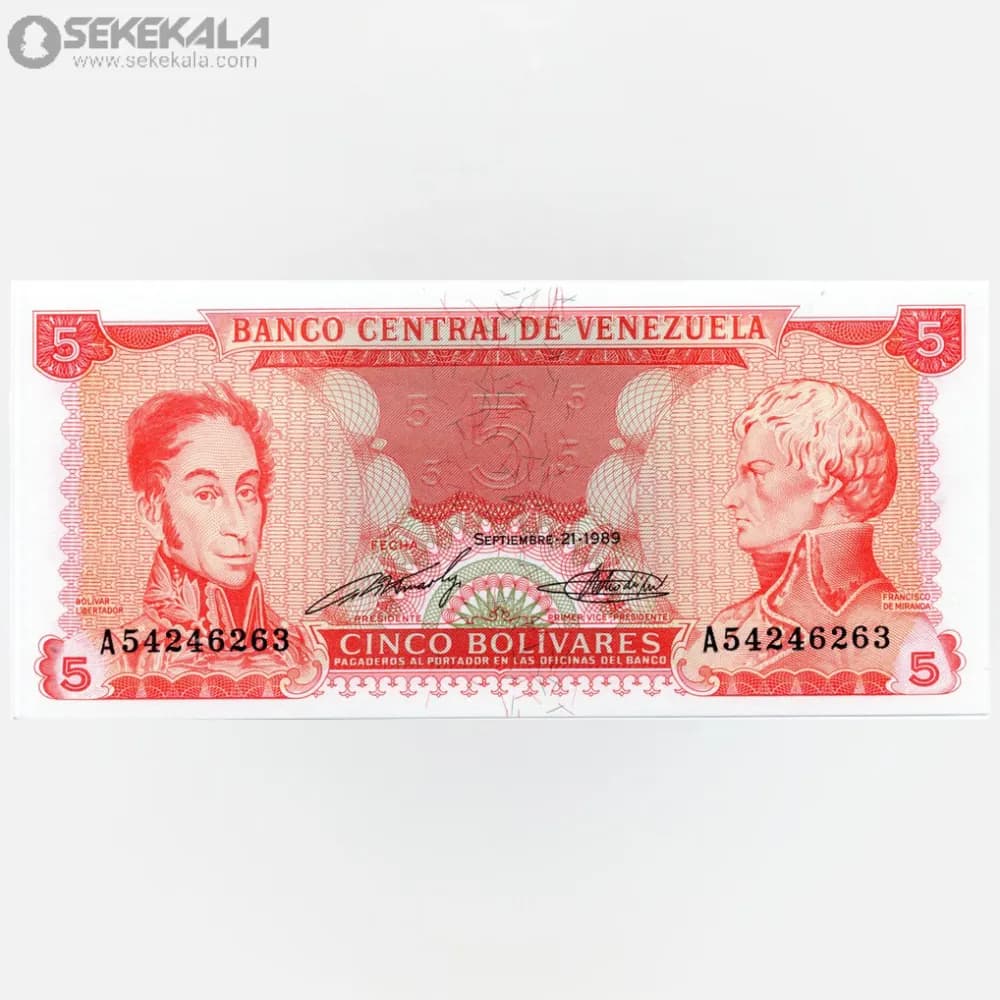 اسکناس 5 بولیوار ونزوئلا 1989(UNC)