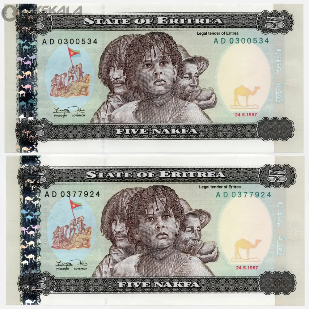 جفت اسکناس 5 ناکفا اریتره 1997 (UNC)