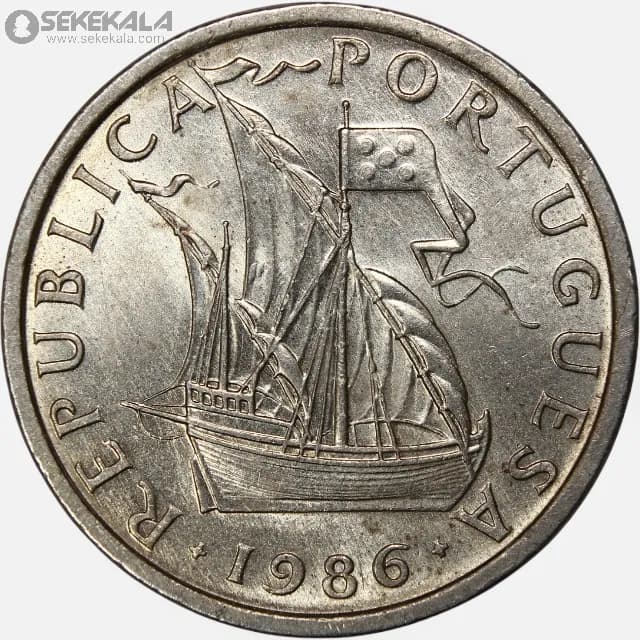 سکه 5 اسکودو پرتغال 1986 (AU)