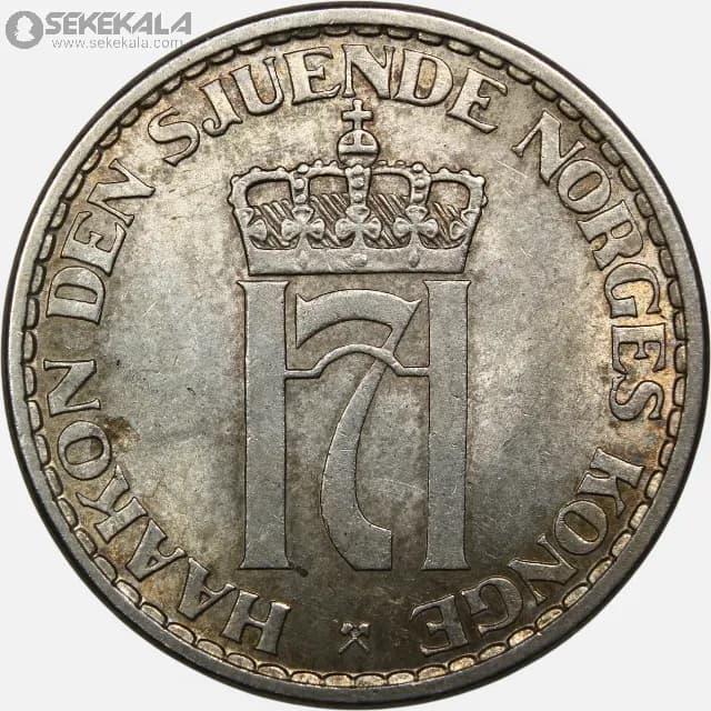 سکه 1 کرون نروژ 1954 (هاکان پنجم)(UNC) — تصویر ۲