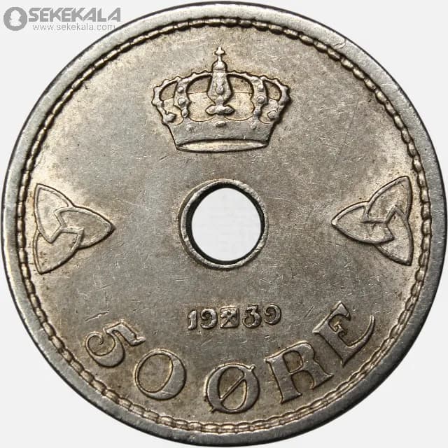 سکه 50 اوره نروژ 1939 (هاکان پنجم)