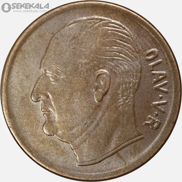 سکه 5 اوره نروژ 1966 (اولاف پنجم) — تصویر ۲