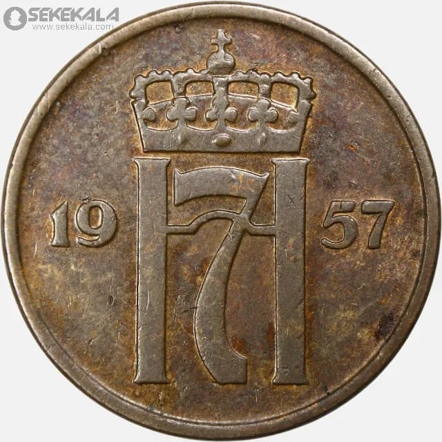 سکه 2 اوره نروژ 1957 (هاکان هفتم)