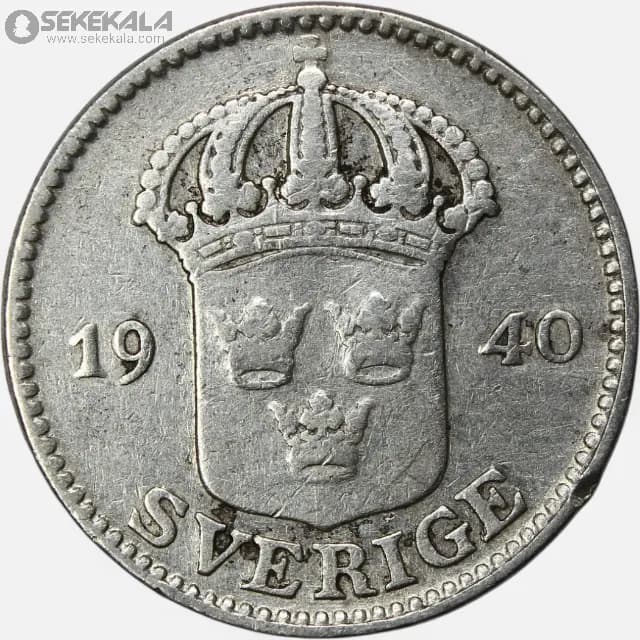 سکه 25 اوره نقره سوئد 1940 (گستاو پنجم)