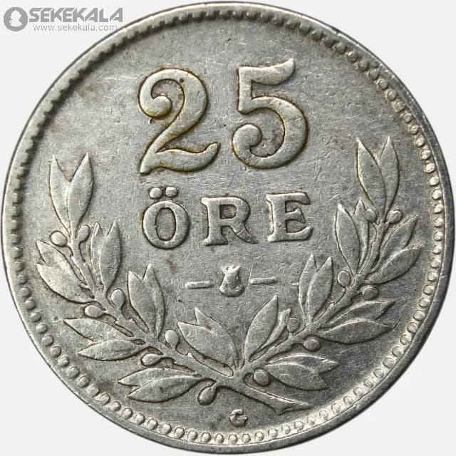 سکه 25 اوره نقره سوئد 1940 (گستاو پنجم) — تصویر ۲