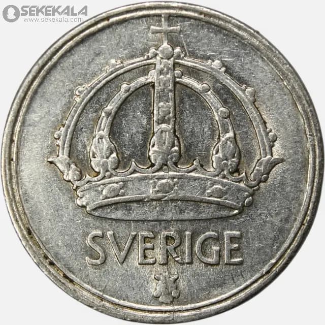 سکه 10 اوره نقره سوئد 1943 (گستاو پنجم)