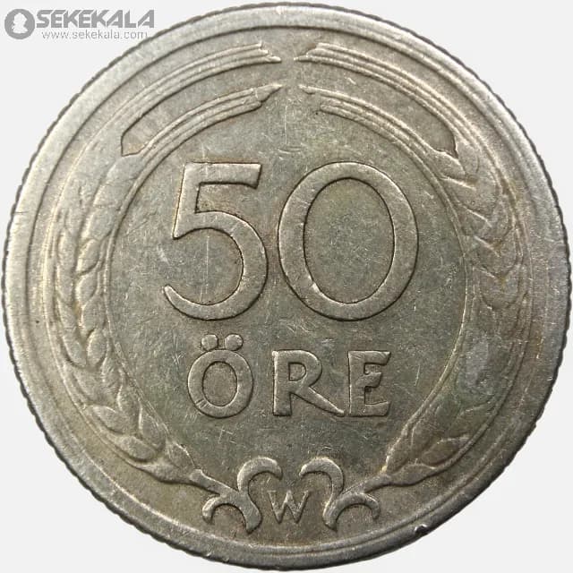سکه 50 اوره سوئد 1921 (گستاو پنجم) — تصویر ۲