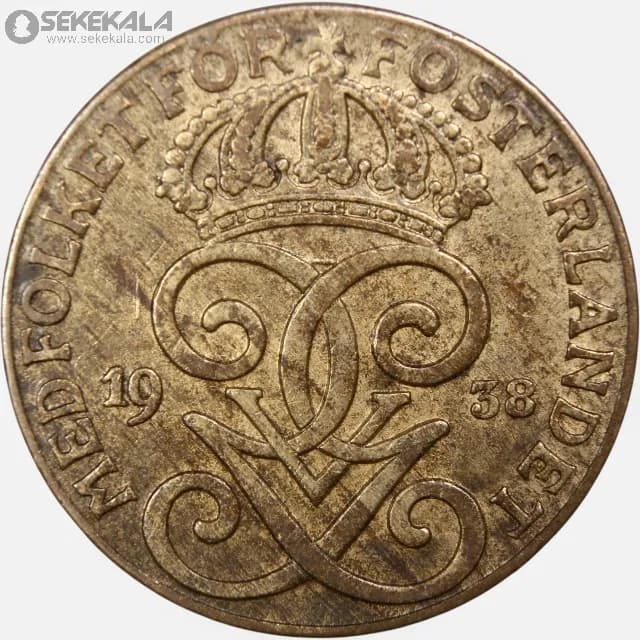 سکه 2 اوره سوئد 1938 (گستاو پنجم)