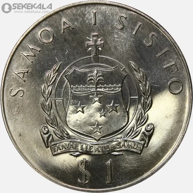 سکه 1 تالا یادبودی ساموآ 1978 (اولین پرواز بر فراز اقیانوس آرام)(UNC) — تصویر ۲