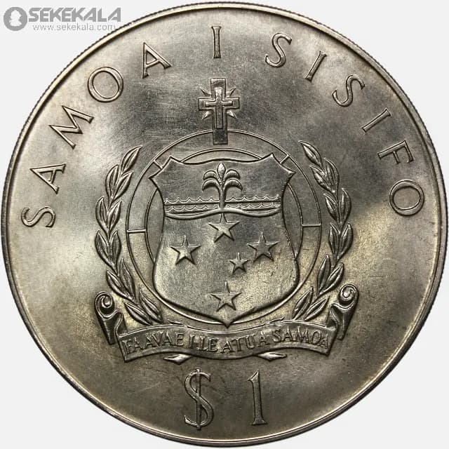 سکه 1 تالا یادبودی ساموآ 1977 (اولین پرواز بر فراز اقیانوس اطلس)(UNC) — تصویر ۲