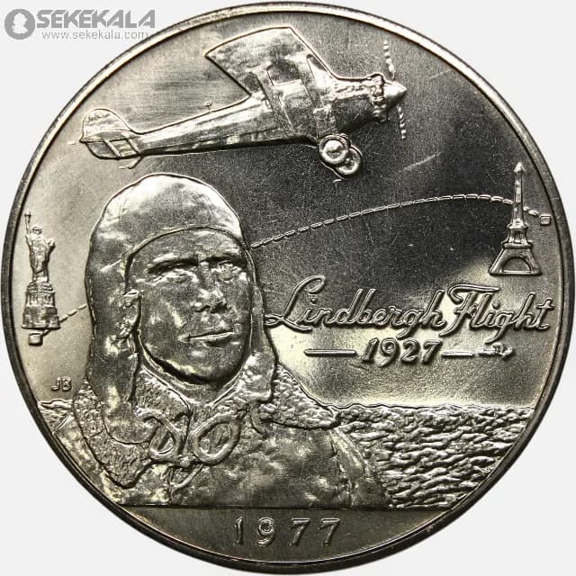 سکه 1 تالا یادبودی ساموآ 1977 (اولین پرواز بر فراز اقیانوس اطلس)(UNC)