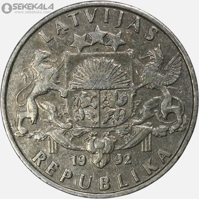 سکه 1 لاتس کمیاب لتونی 1992