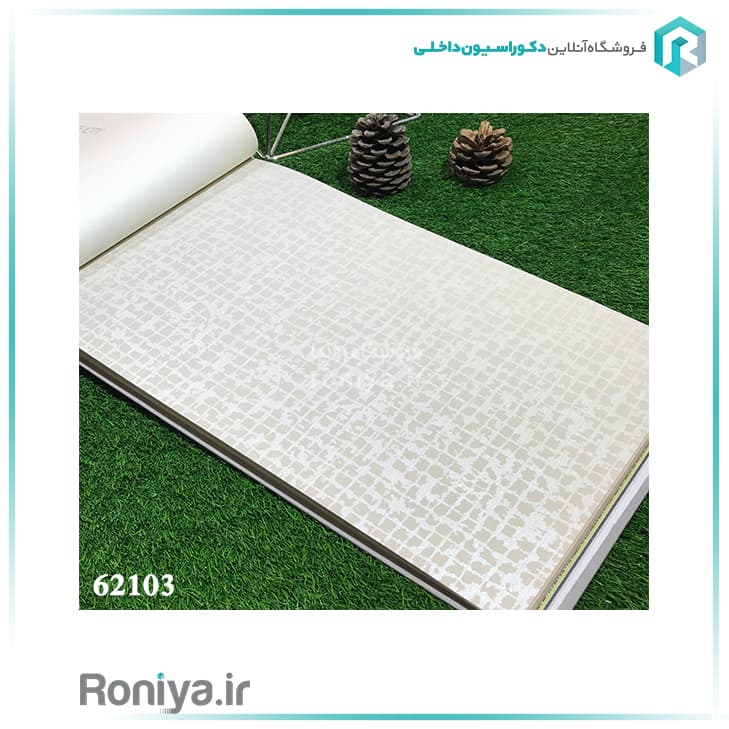 کاغذ دیواری چهارخونه محو رنگ روشنCode-62102-62103 — تصویر ۲