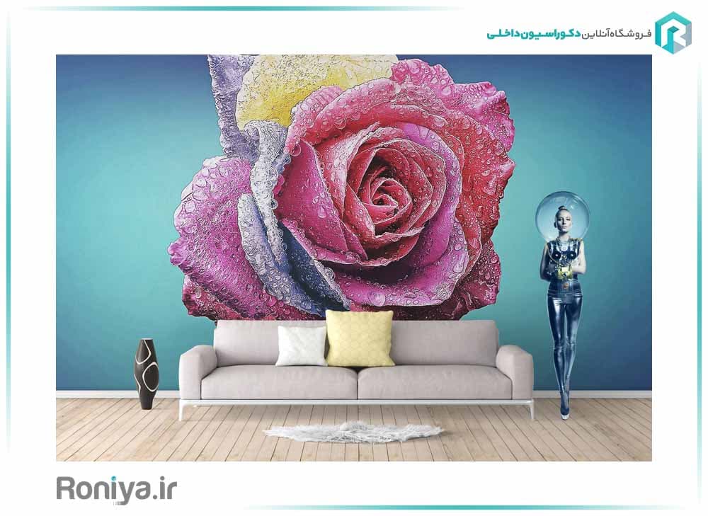 پوستر دیواری سه بعدی رز صورتی کد NT-173 — تصویر ۲