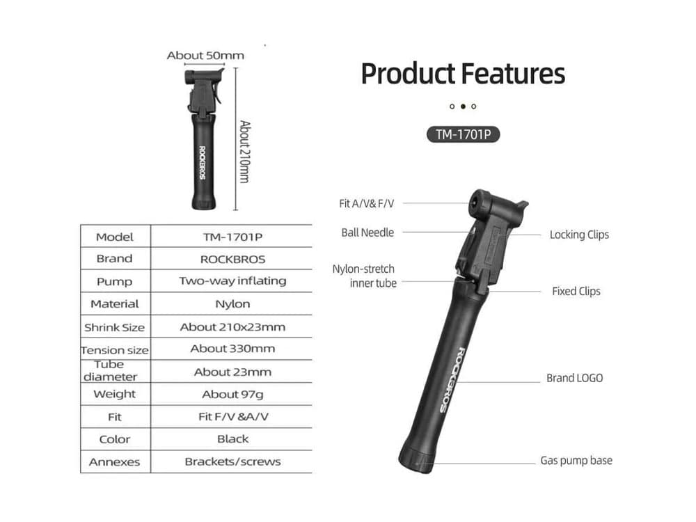 تلمبه دستی دوچرخه راک براس مدل ROCKBROS TM-1701 — تصویر ۴