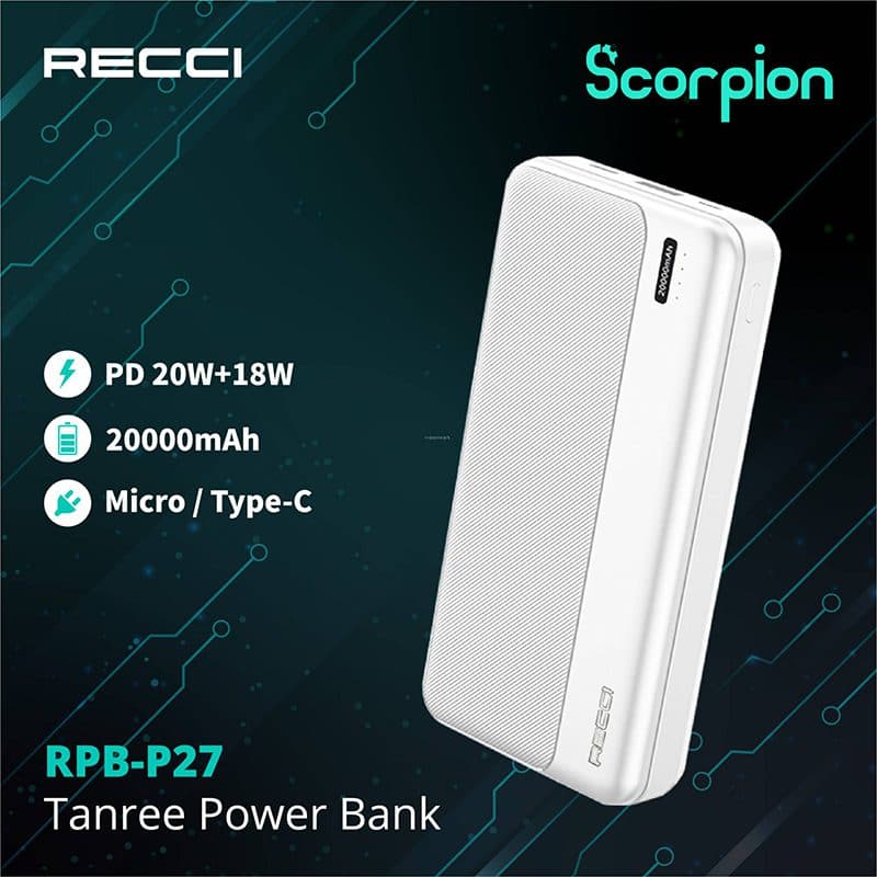 پاوربانک رسی مدل RPB-P27 | فست شارژ 20 هزار — تصویر ۴