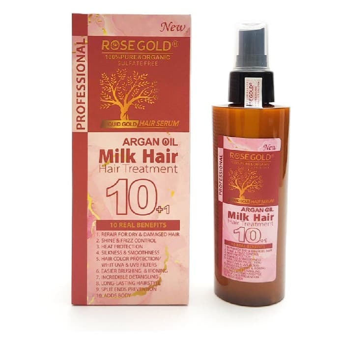اسپری شیر مو آرگان رزگلد Rose Gold مدل Milk Hair حجم 150 میل