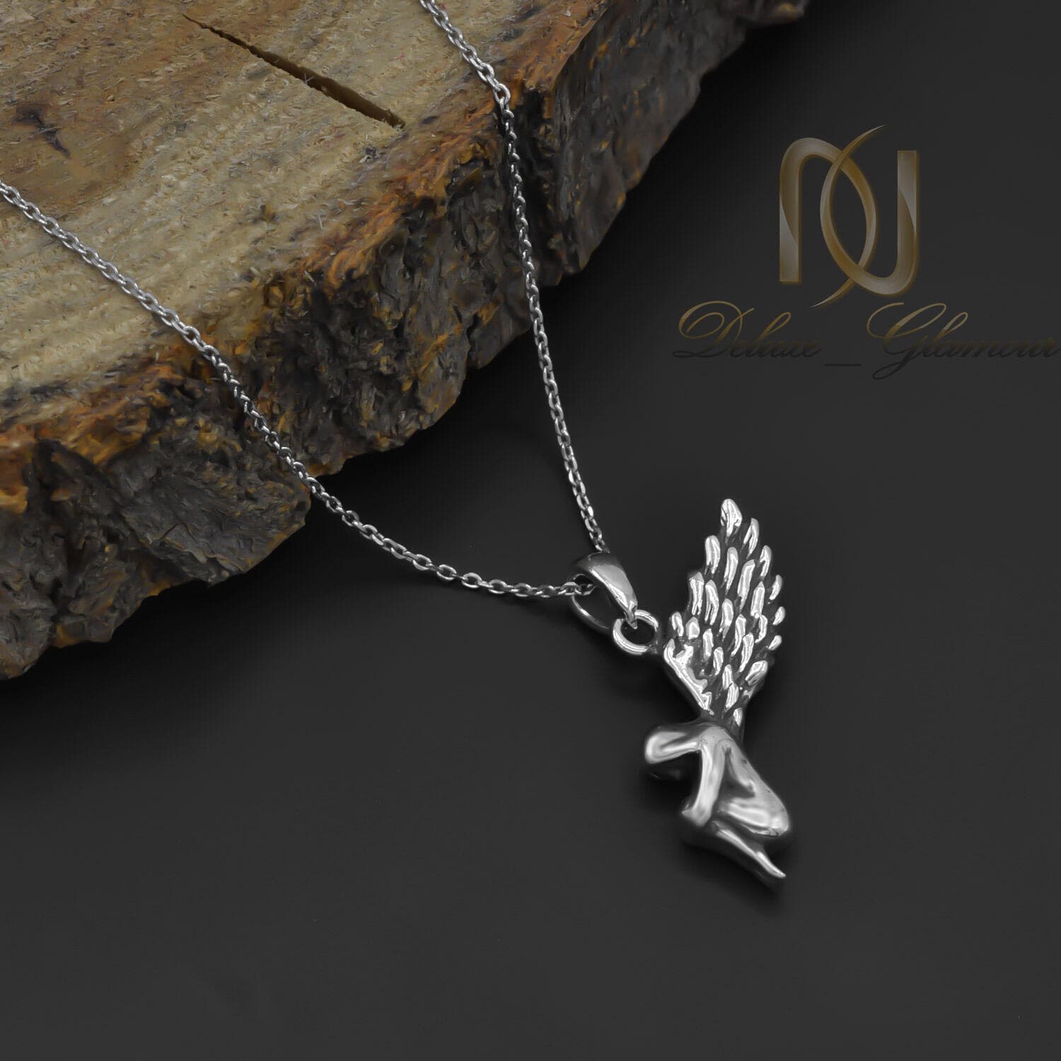 گردنبند نقره 925 دخترانه فرشته سیاه قلم nw-n958 — تصویر ۲