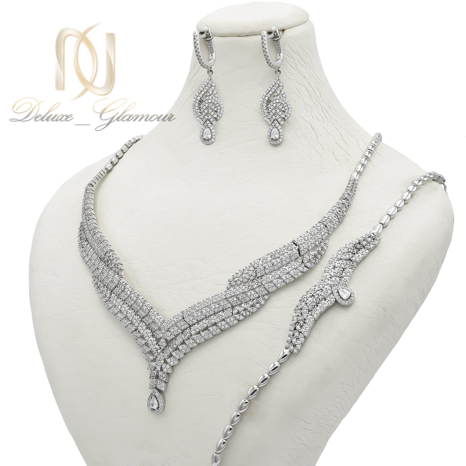 سرویس نقره زنانه مجلسی نگین دار طرح موج ce-n133