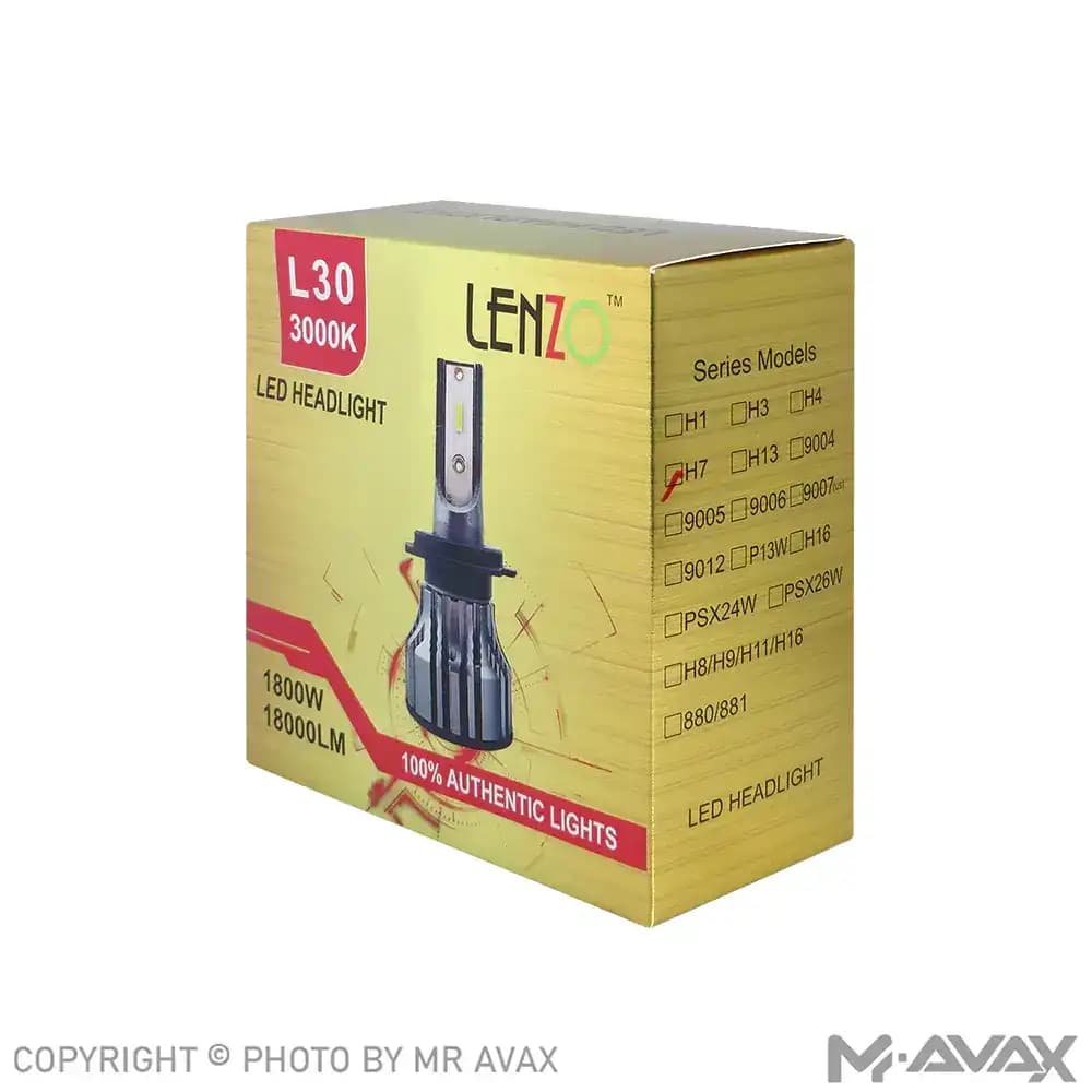 هدلایت لنزو مدل L30 پایه 3000K H7 (دو عددی) — تصویر ۳