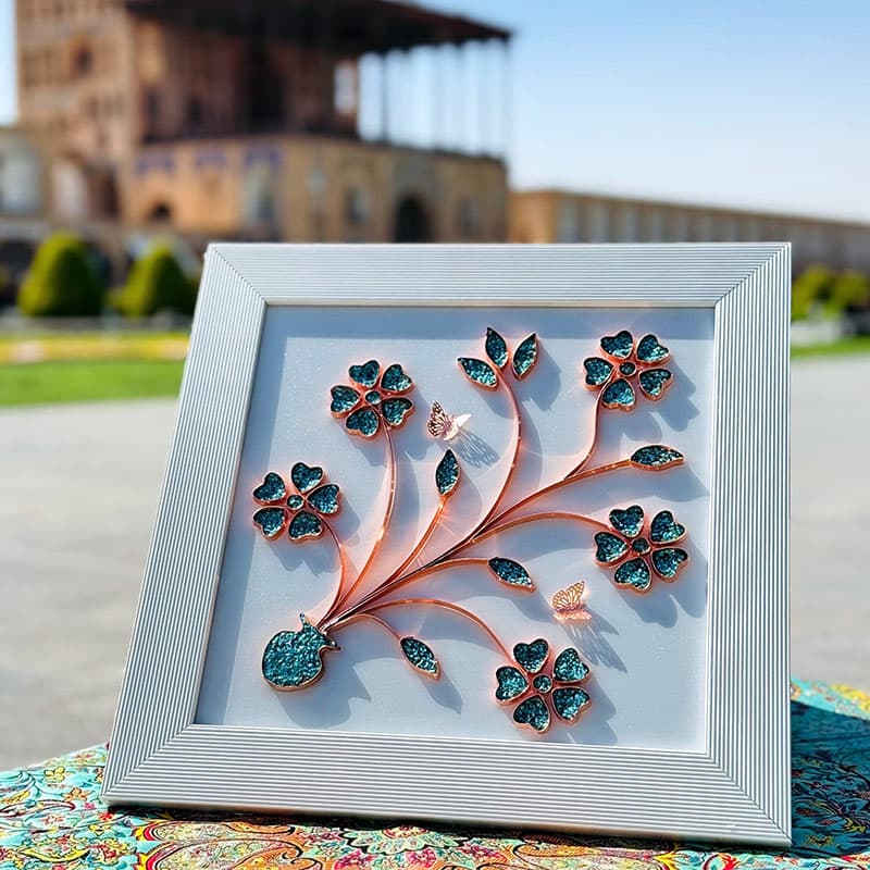 تابلو فیروزه کوبی 6 گل برجسته 40در40 — تصویر ۴
