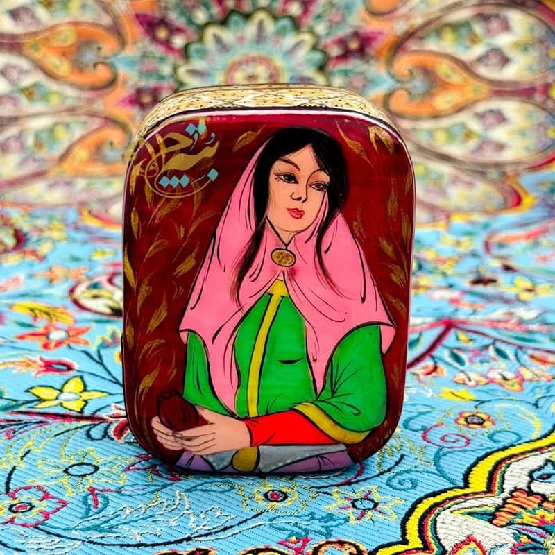 جعبه جاسکه ای خاتم کاری طرح خاتون — تصویر ۴