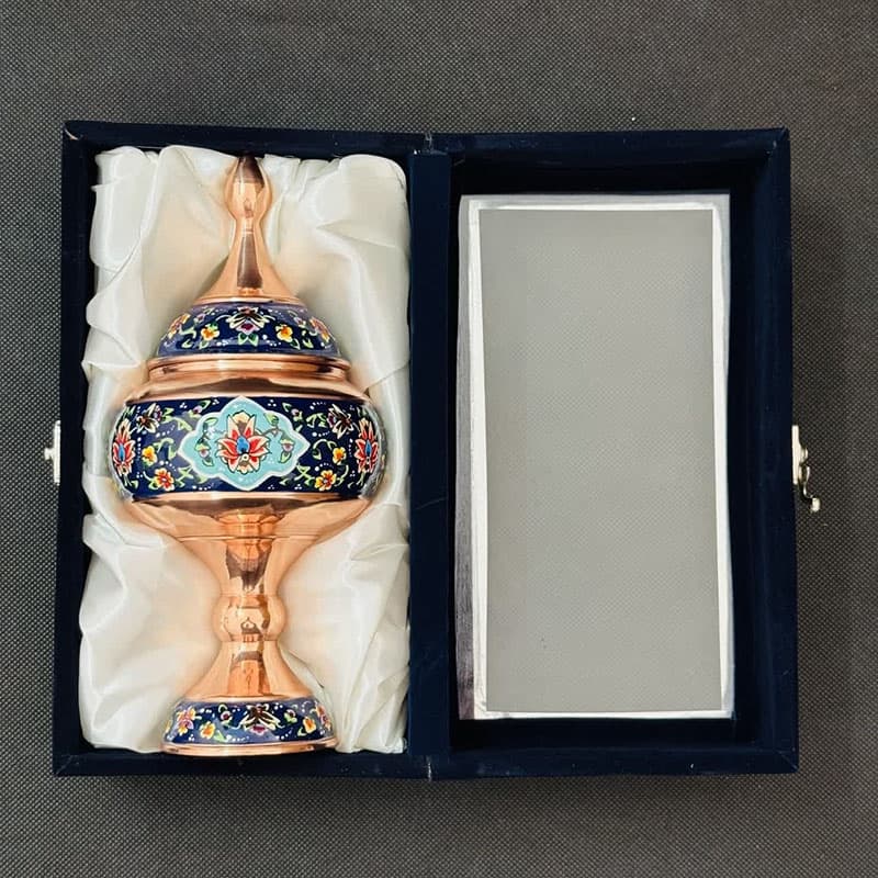 شکلات خوری مس و پرداز ارتفاع 25 با جعبه مخمل — تصویر ۶