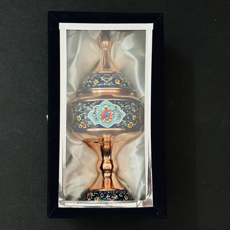 شکلات خوری مس و پرداز ارتفاع 25 با جعبه مخمل — تصویر ۲