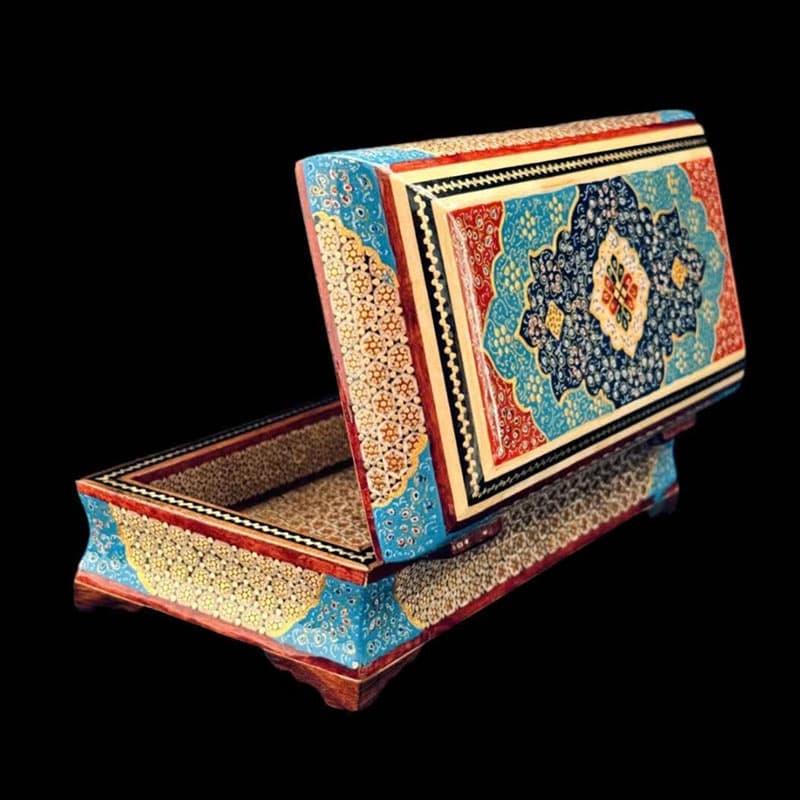 جعبه خاتم کاری مدل تمام خاتم حاشیه تذهیب 10در20 — تصویر ۴