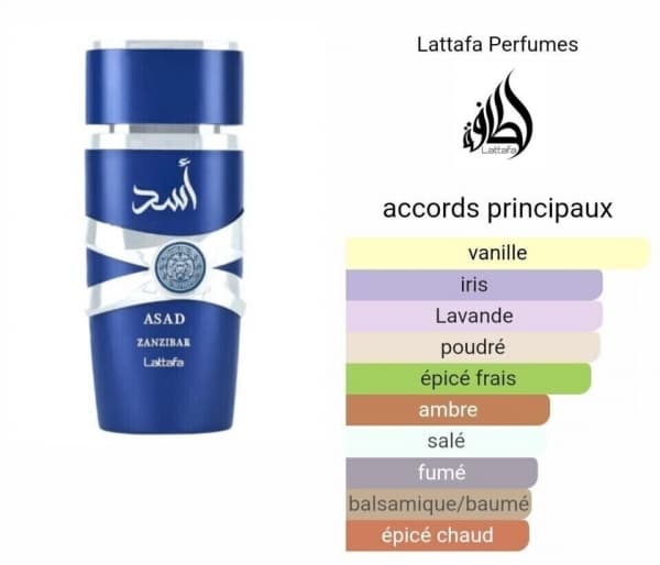 عطر ادکلن اسد زنگبار ( زنزیبار ) اصلی و اورجینال لطافه LATTAFA ASAD ZANZIBAR