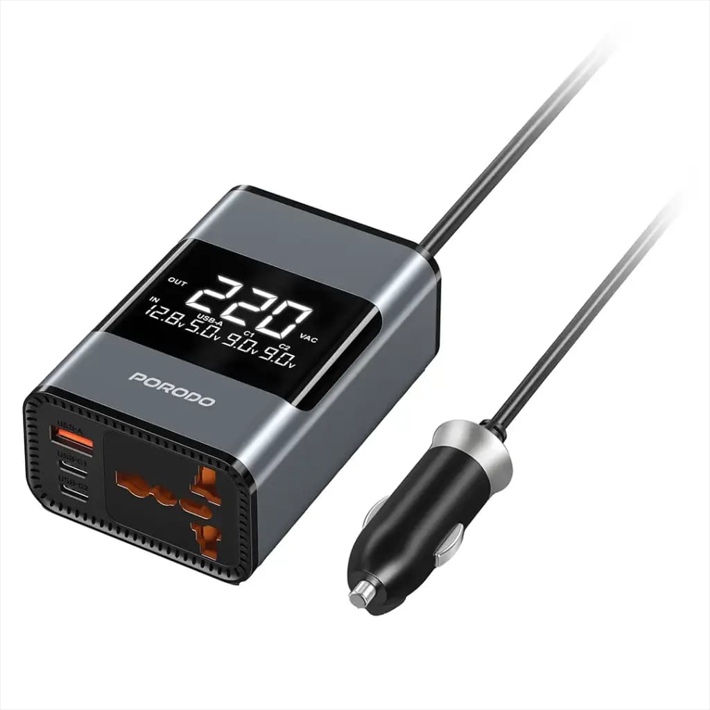اینورتر فندکی خودرو 200 واتی پرودو Porodo Universal AC Car Power Inverter PDFWCH067