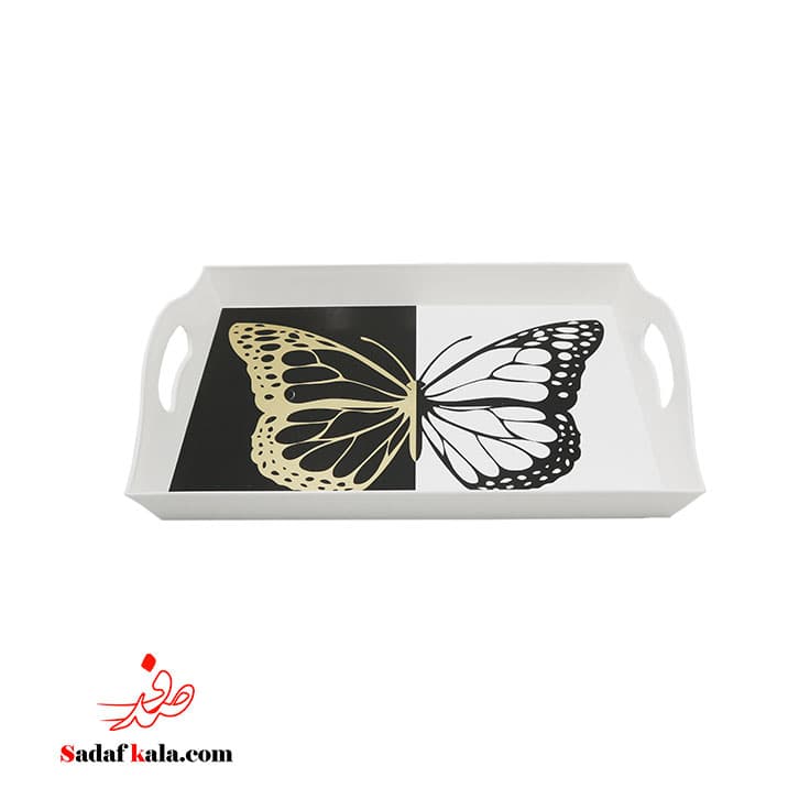سینی دسته دار رز سایز 2 طرحدار طلاکوب رزگلد(12)/2332 — تصویر ۳