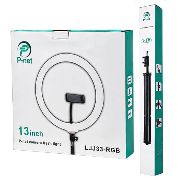 رینگ لایت 13 اینچی پی نت مدل LJJ33-RGB به همراه پایه — تصویر ۲