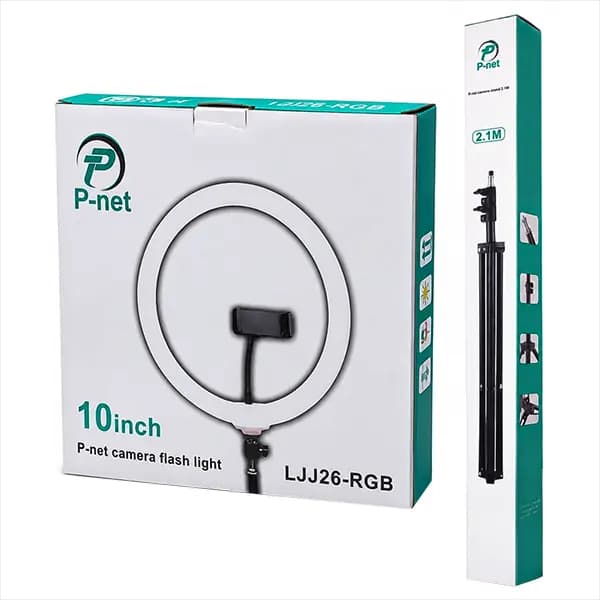 رینگ لایت 10 اینچی پی نت مدل LJJ26-RGB به همراه پایه — تصویر ۲
