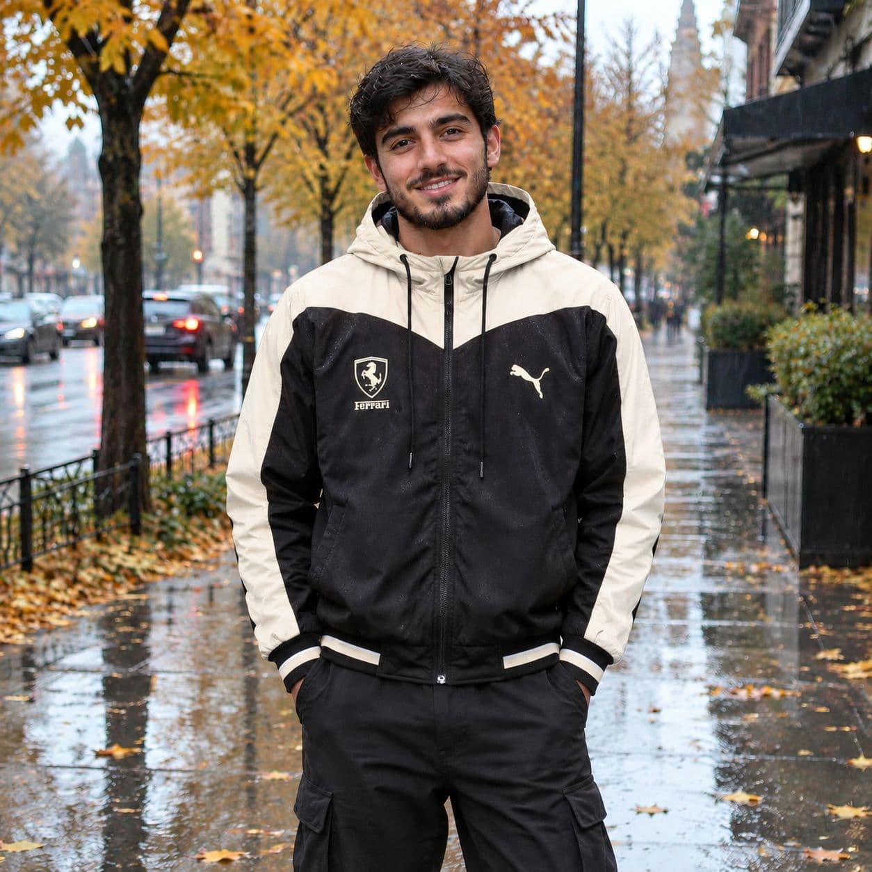 کاپشن مشکی کرم مردانه مدل Ferrari — تصویر ۵