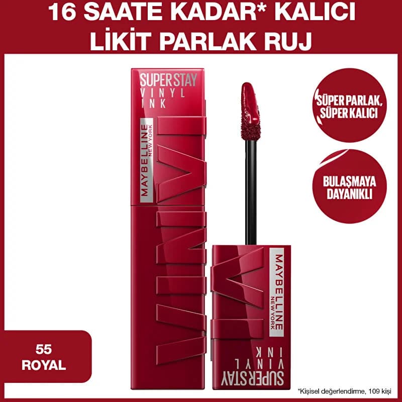 رژ لب مایع میبلین 55 Royal — تصویر ۳
