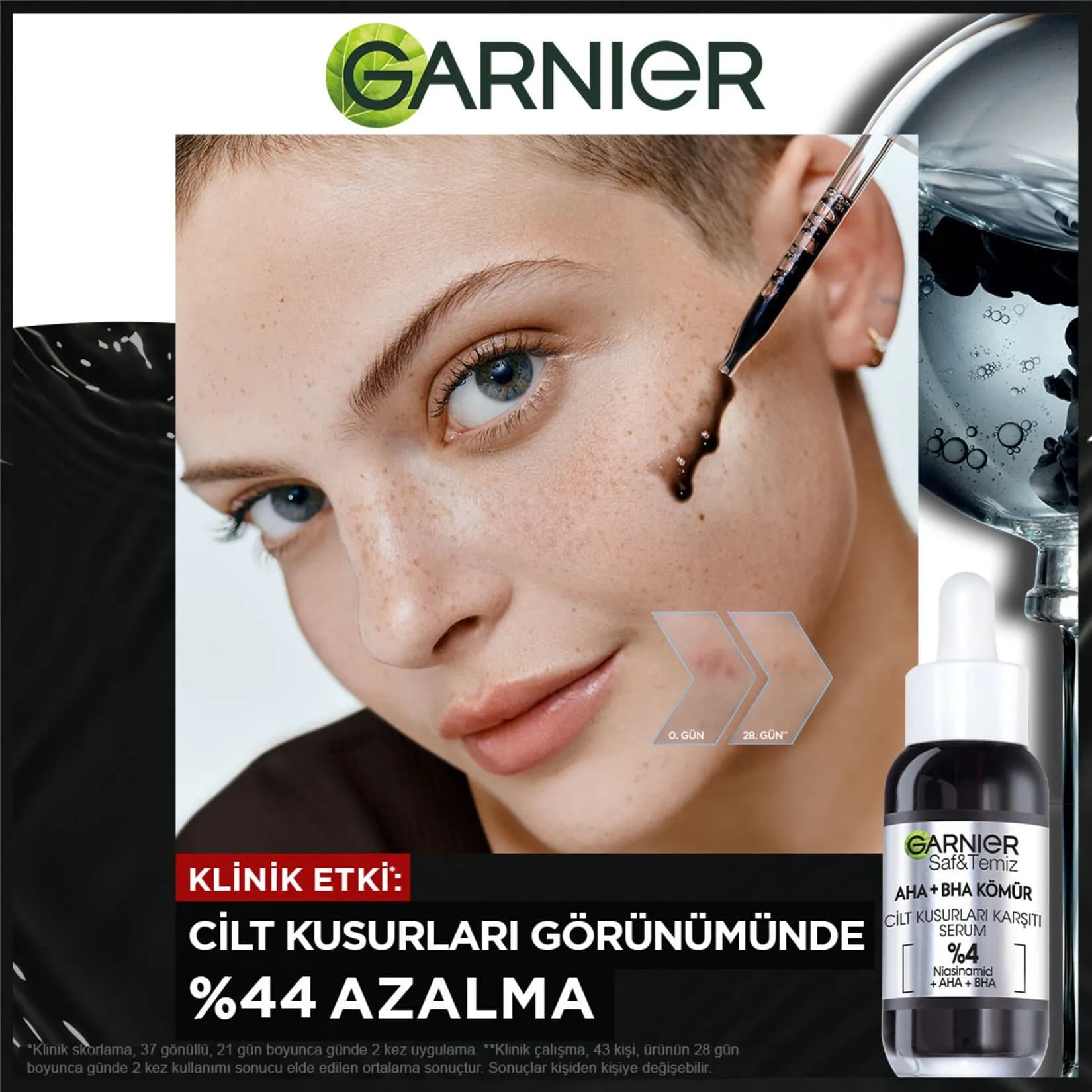 سرم ضد جوش و لایه بردار گارنیر AHA + BHA حاوی زغال فعال — تصویر ۲