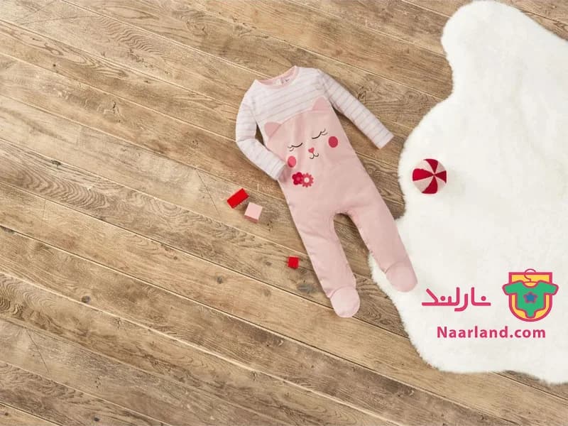 سرهم نوزادی جوراب دار لوپیلو آلمان صورتی روشن طرح گربه — تصویر ۵