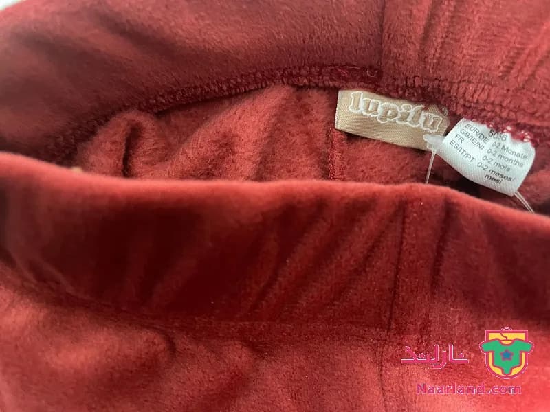 شلوار مخمل نوزادی لوپیلو آلمان عنابی — تصویر ۳