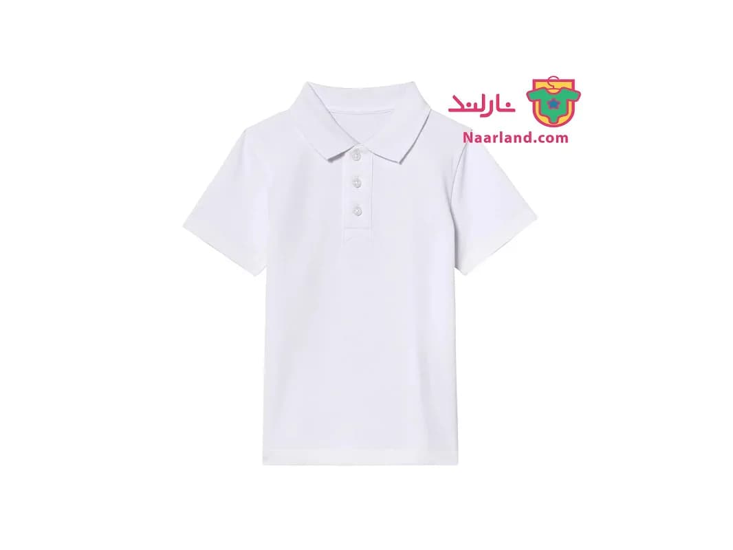 پولوشرت نخی پسرانه برند Smart Start آلمان سفید ساده