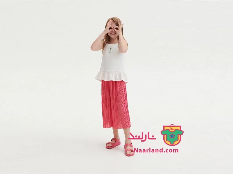 تاپ مجلسی دخترانه برند Reserved سفید طرح نخل — تصویر ۲